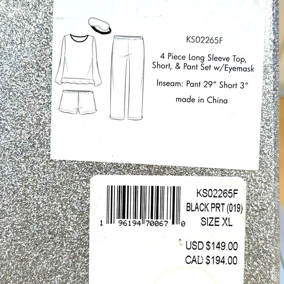 NWT Kate Spade Long & Short Boxers PJ Set with Eye Mask In Sealed Box - Picture 2 of 3